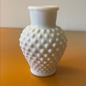 Vintage Fenton White Hobnail Bud Vase
